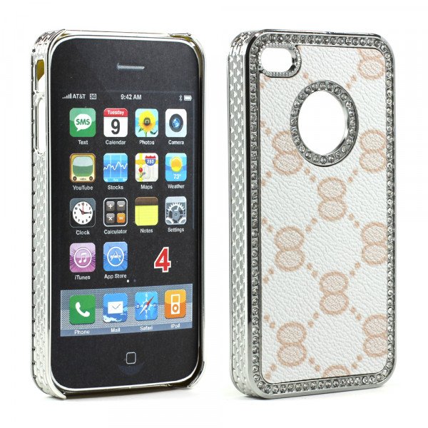 Wholesale iPhone 4 4S  Designer Diamond Chrome Case (Orange)